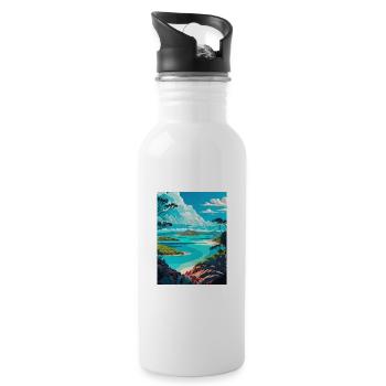 Whitsunday Australie Vintage voyage affiche WPA Art - Gourde avec paille intégrée - blanc - Droite