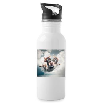 Fliegender Hund - Trinkflasche mit integriertem Trinkhalm - Weiß - Rechts