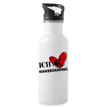 Wakeboard Surfing Kitesurfer Statement Heart Stunt - Water bottle with straw - white - Right