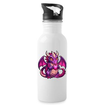Colorful Dragon - Water bottle with straw - white - Right