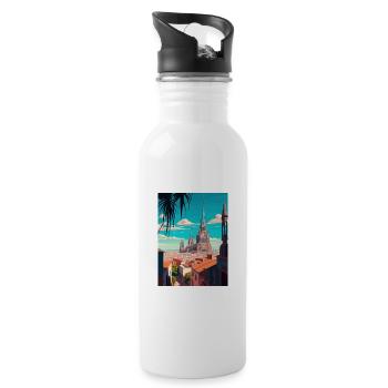 Guadalajara Decoration Vintage Travel Poster WPA - Water bottle with straw - white - Right