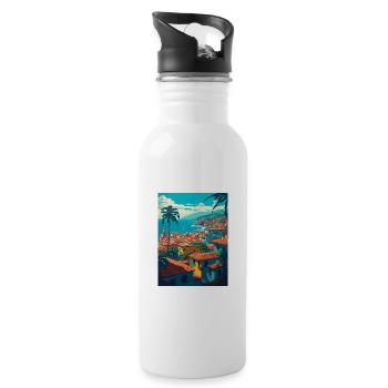 Puerto Vallarta Mexique Vintage voyage affiche WPA - Gourde avec paille intégrée - blanc - Droite