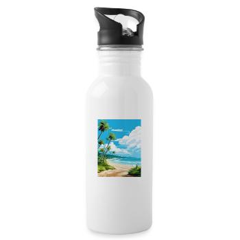 Playa Grande Costa Rica Vintage Travel Poster WPA - Water bottle with straw - white - Right