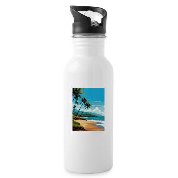 Playa Flamingo Costa Rica Vintage Travel Poster - Water bottle with straw - white - Right
