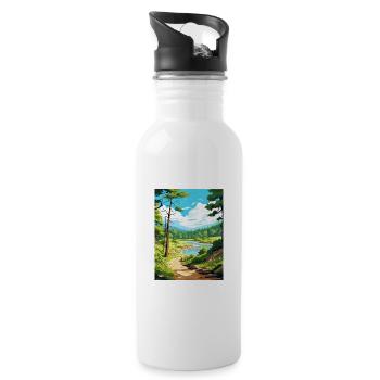 Parque Nacional Los Arrayanes Reiseposter - Trinkflasche mit integriertem Trinkhalm - Weiß - Rechts