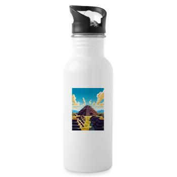 Pyramids Of The Sun Decoration Travel Poster - Water bottle with straw - white - Right