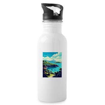 Grenada Caribbean Vintage Travel Poster Souvenir - Water bottle with straw - white - Right