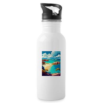 Anguilla Karibik Vintage Reiseposter Souvenir - Trinkflasche mit integriertem Trinkhalm - Weiß - Rechts