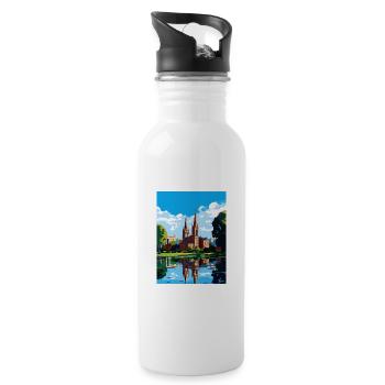 La Plata Argentinien Vintage Reiseposter Souvenir - Trinkflasche mit integriertem Trinkhalm - Weiß - Rechts