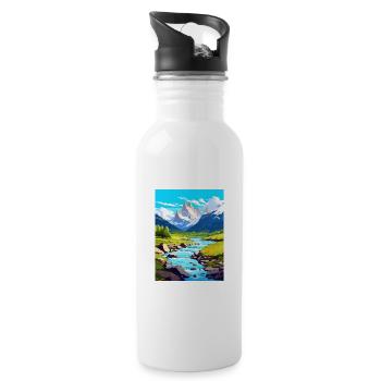PatagoniaaVintage Travel Poster WPA Art - Water bottle with straw - white - Right