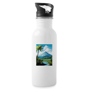 La Fortuna Costa Rica Vintage Travel Poster WPA - Water bottle with straw - white - Right