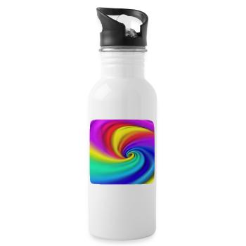 Regenbogenwirbel Farbenspiel - Trinkflasche mit integriertem Trinkhalm - Weiß - Rechts