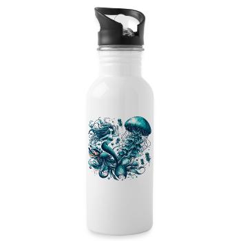 Mermaid Mermaid Jellyfish Jellyfish Gift - Water bottle with straw - white - Right