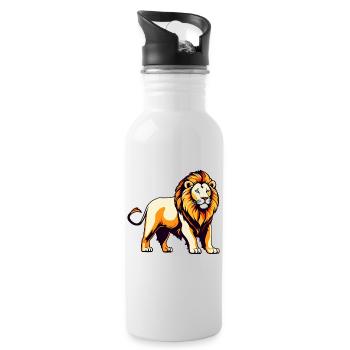 Fier lion dans un style rétro - Gourde avec paille intégrée - blanc - Droite
