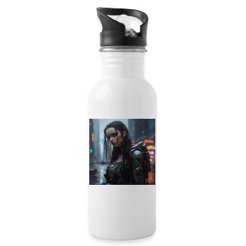 Regenstadt Cyborg Damenlook - Trinkflasche mit integriertem Trinkhalm - Weiß - Rechts