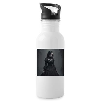 Gothic Viktorianisches Schwarzkleid - Trinkflasche mit integriertem Trinkhalm - Weiß - Rechts