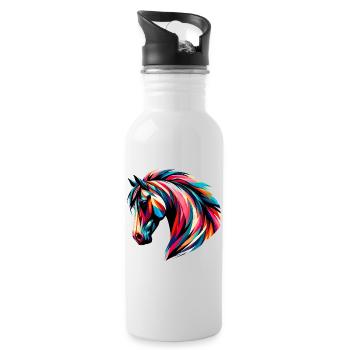 Cheval - Gourde avec paille intégrée - blanc - Droite