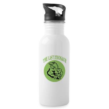Der letzte Dinosaurier - Trinkflasche mit integriertem Trinkhalm - Weiß - Rechts