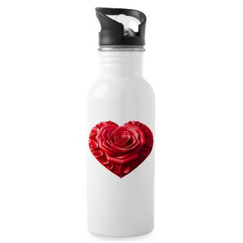 Coeur de rose (01) - Gourde avec paille intégrée - blanc - Droite
