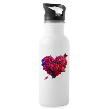 Coeur de rose (02) - Gourde avec paille intégrée - blanc - Droite