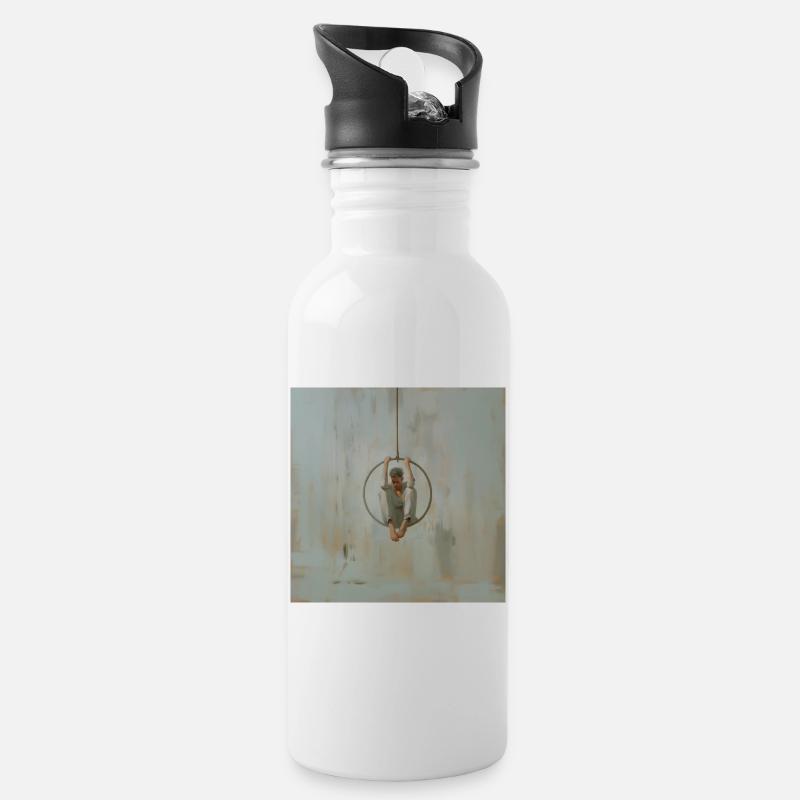 Male Aerialist - Trinkflasche mit integriertem Trinkhalm - Weiß