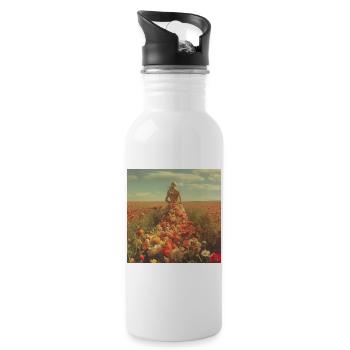 Floral dress in a sea of flowers - Water bottle with straw - white - Right