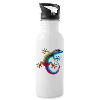 Gecko - Trinkflasche mit integriertem Trinkhalm - Weiß - Rechts