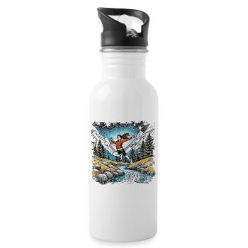 sporty girl | Mountain stream - Water bottle with straw - white - Right
