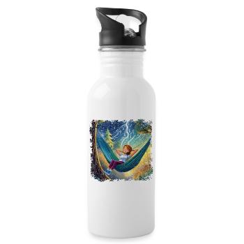Girl on hammock, chilling, with flashes - Water bottle with straw - white - Right
