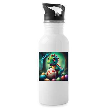 Niedliche Dinosaurier rote Augen Ostern - Trinkflasche mit integriertem Trinkhalm - Weiß - Rechts