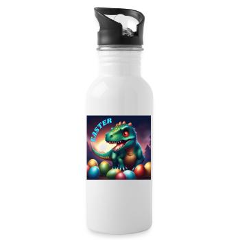 Dinosaurier Rote Augen Ostern - Trinkflasche mit integriertem Trinkhalm - Weiß - Rechts