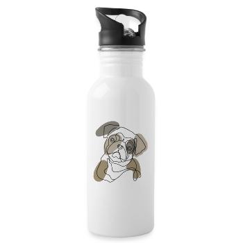 PUG ONE LINE - Water bottle with straw - white - Right