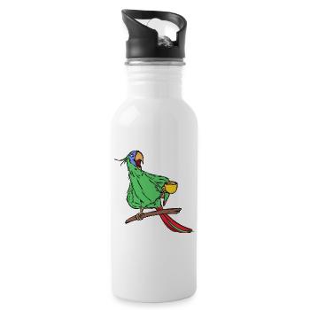 Animal, Parrot, Animal Lover, Pet, Bird - Water bottle with straw - white - Right