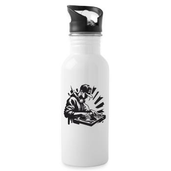 HiPHoP DJ Silhouette - Water bottle with straw - white - Right