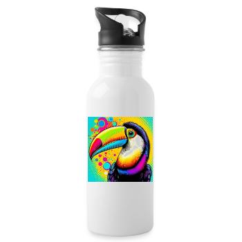 Toucan Pop Art - Gourde avec paille intégrée - blanc - Droite