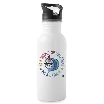 Licorne badass - Gourde avec paille intégrée - blanc - Droite