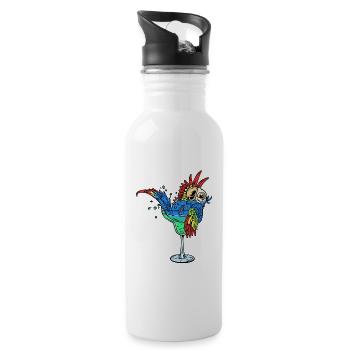 Oiseau, Perroquet, Animal, Amoureux Des Oiseaux, Animaux De Zoo - Gourde avec paille intégrée - blanc - Droite