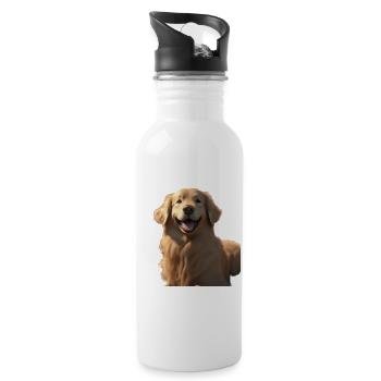 Art du t-shirt sourire Golden Retriever - Gourde avec paille intégrée - blanc - Droite