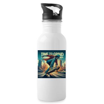 time to grind - Trinkflasche mit integriertem Trinkhalm - Weiß - Rechts