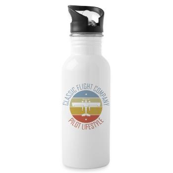 Flugzeug Klassiker vintage retro Fliegen Fliegerei - Trinkflasche mit integriertem Trinkhalm - Weiß - Rechts