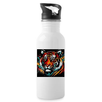 Tigre - Gourde avec paille intégrée - blanc - Droite