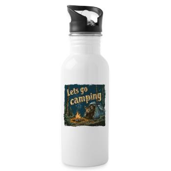Lets Go Camping Wild Boar Adventure Camping - Water bottle with straw - white - Right