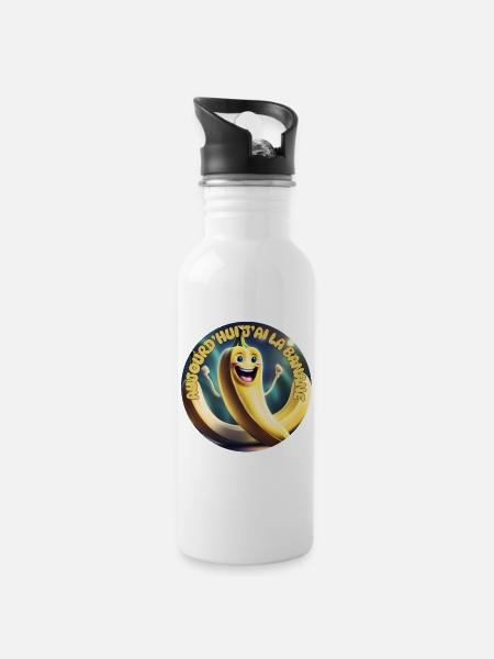 Heute habe ich die Banane - Trinkflasche mit integriertem Trinkhalm - Weiß