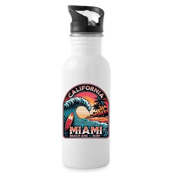 Miami Beach and Surf - Trinkflasche mit integriertem Trinkhalm - Weiß - Rechts