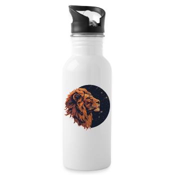 Lion with starry sky - Water bottle with straw - white - Right