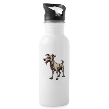 Zombie Hund Illustration - Trinkflasche mit integriertem Trinkhalm - Weiß - Rechts