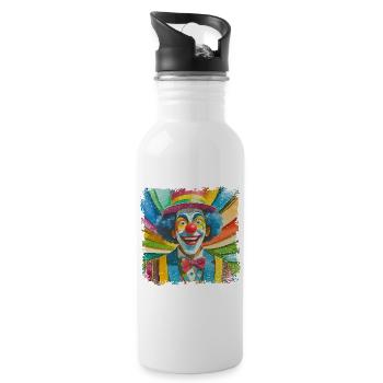 funny clown in comic style - Water bottle with straw - white - Right