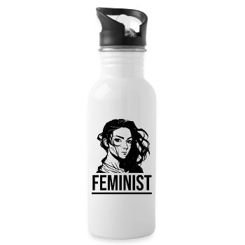 FEMINIST - Trinkflasche mit integriertem Trinkhalm - Weiß - Rechts