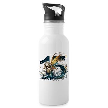 15 Jahre Fee Elfe süß Geburtstag Geschenk - Trinkflasche mit integriertem Trinkhalm - Weiß - Rechts
