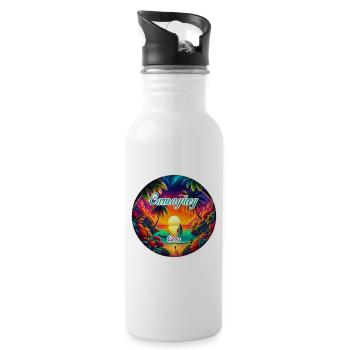 Camagüey Kuba Paradies Sonnen Design - Trinkflasche mit integriertem Trinkhalm - Weiß - Rechts